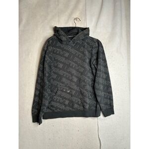 Primitive Skateboarding Mens S Black All Over Logo Print Fleece Hoodie RN128363
